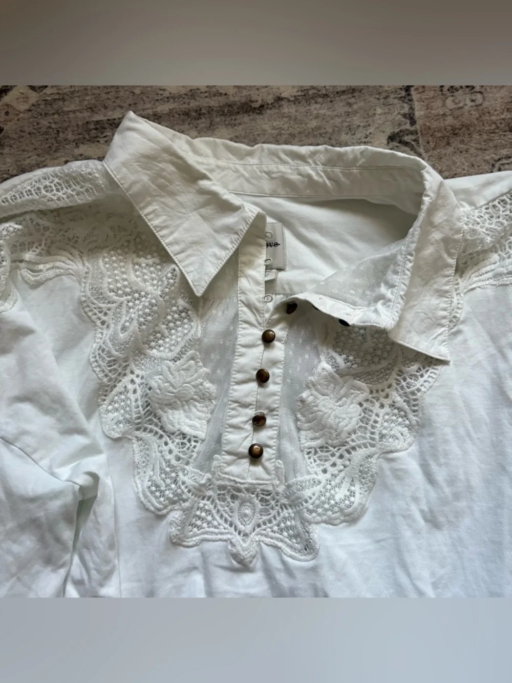 Maeve Anthropologie Balloon-Sleeve Collared Yoke Top white size L
